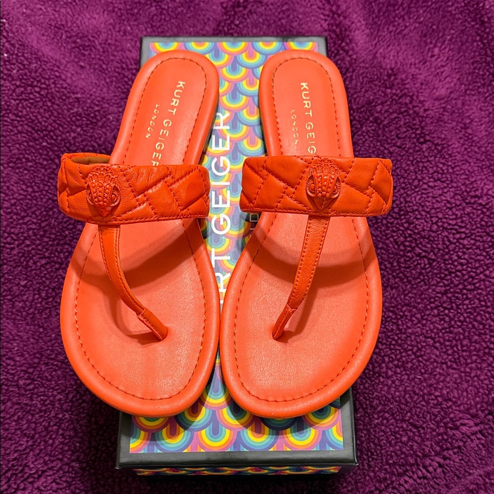 Kurt Geiger KENSINGTON T-BAR DRENCH Vibrant Orange Flip Flops